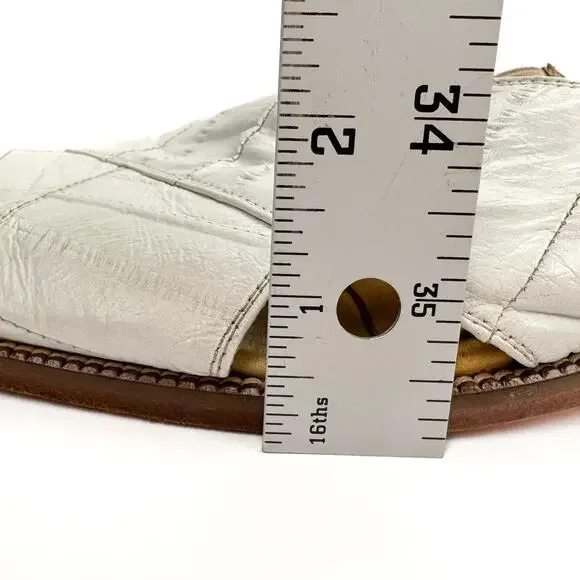 Studio Belvedere‎ White Eel Leather Slingback Sandals 9 Western Hand Made Unique - Picture 12 of 15